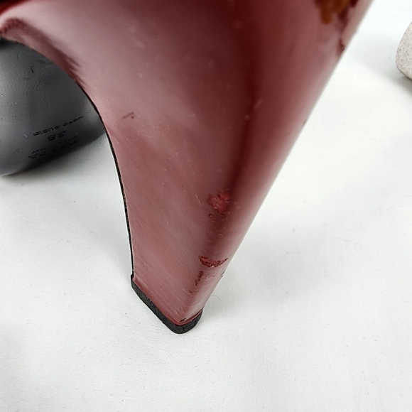 Prada Red Patent Leather Peep Toe Heels Pumps Prada Size 38 US 8 made in Italy - Picture 8 of 11